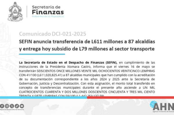 Anuncia Honduras millonaria transferencia a alcaldías y subsidio al transporte público