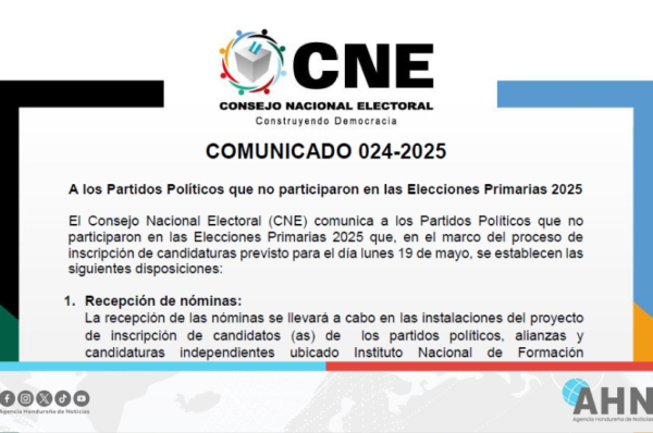 Ente electoral hondureño detalla inscripción de partidos políticos no participantes en primarias