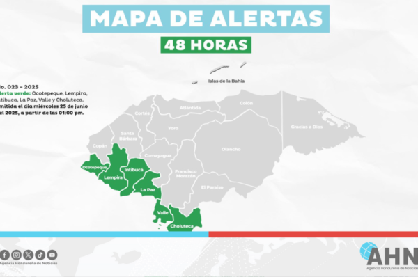 Autoridades hondureñas emiten alerta verde para zona suroccidental por lluvias