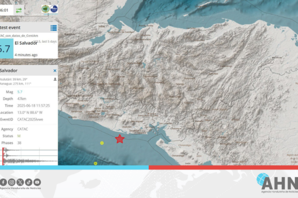 Zona sur de Honduras registra sismo de de magnitud 5.4