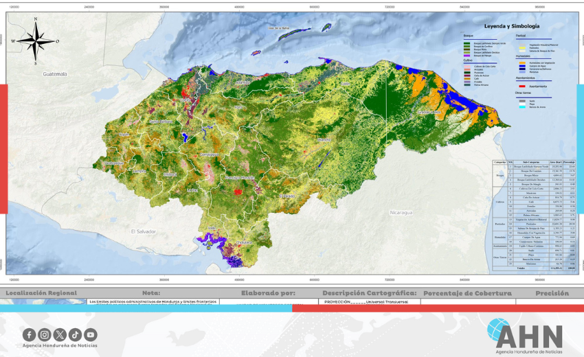 Honduras lanza mapas oficiales de cobertura forestal y áreas de cultivo