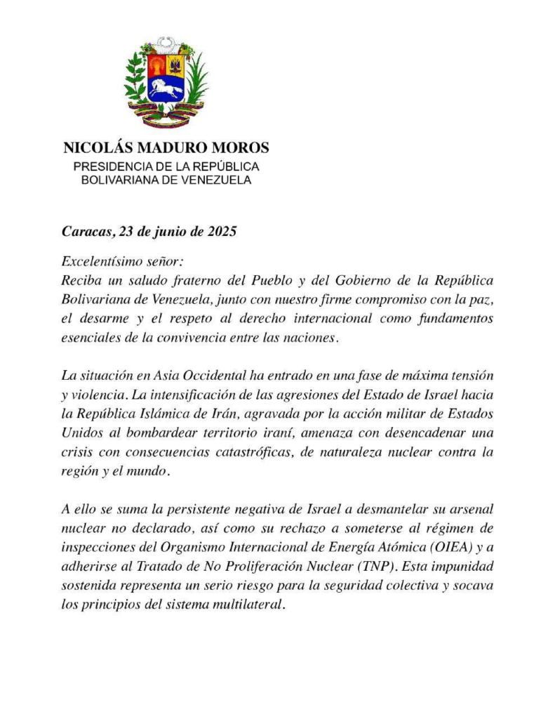 Venezuela convoca a Cumbre por la Paz ante tensiones globales.