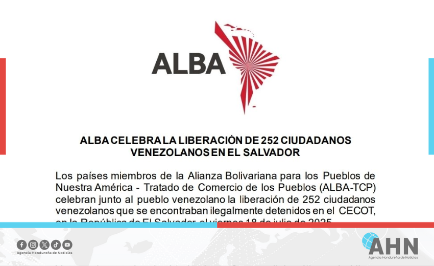 ALBA-TCP celebra liberación de 252 venezolanos detenidos en El Salvador