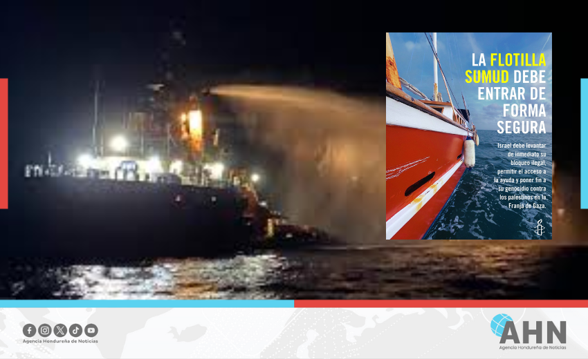 Amnistía internacional denuncia ataques contra flotilla humanitaria con rumbo a Gaza