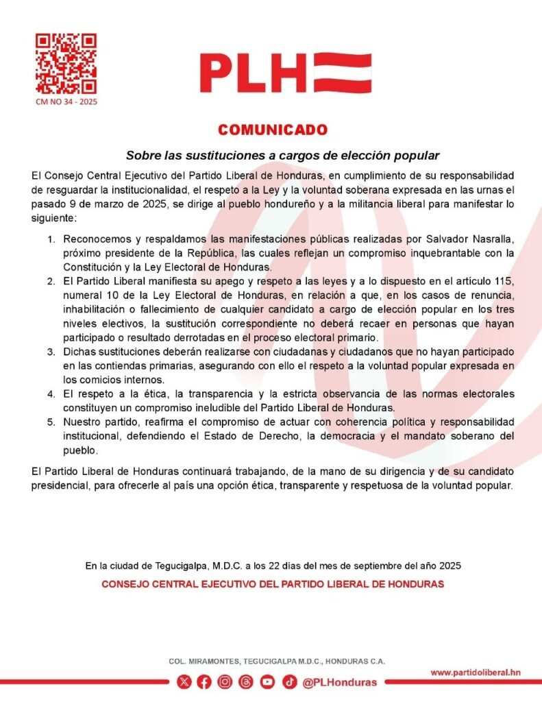 Comunicado del PL. 