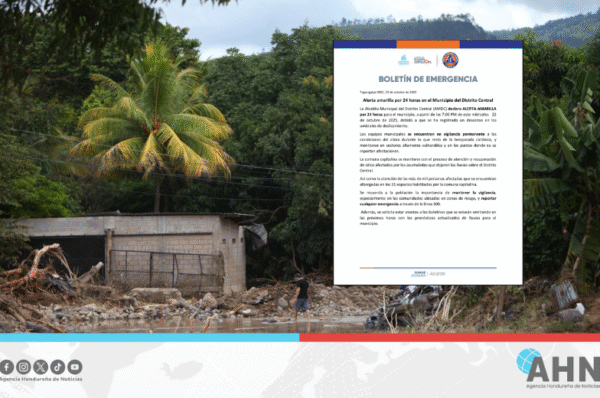 Autoridades declaran alerta amarilla en capital hondureña por constantes lluvias y deslizamientos