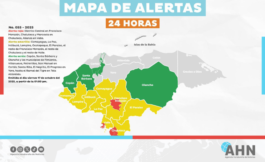 Extienden alerta roja en cuatro municipios de Honduras por lluvias
