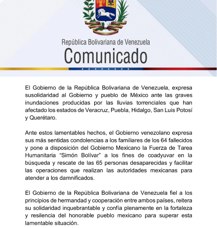 Comunicado de Venezuela.