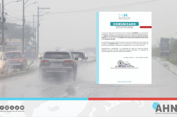 Suspenden clases presenciales por fuertes lluvias en norte de Honduras