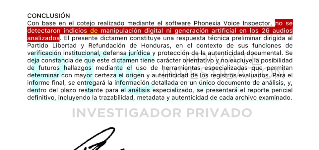 Jueza hondureña rechaza peritaje de audios sobre conspiración electoral.